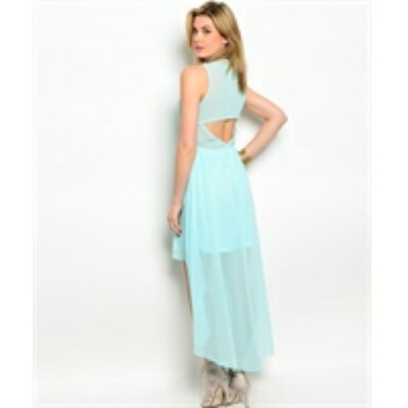Ark & Co. High Low Turquoise Peek-a-boo Back Dress - Picture 3 of 3